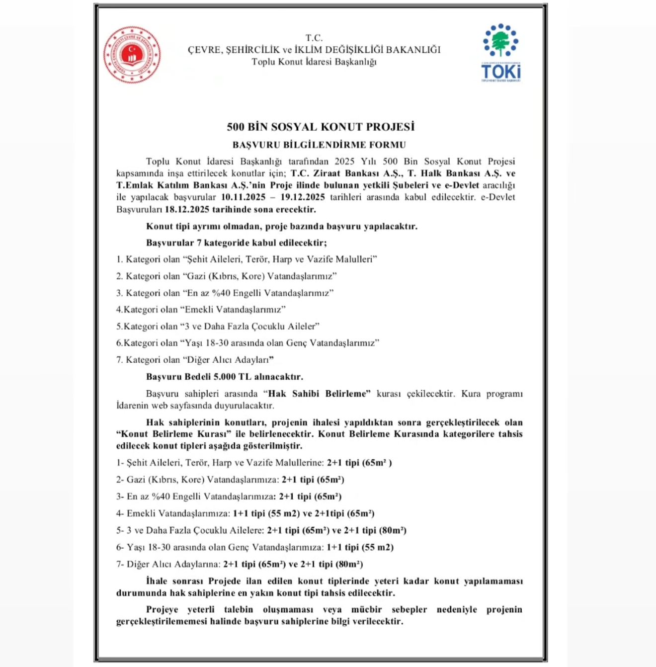 SOSYAL KONUT TOKİ PROJESİ